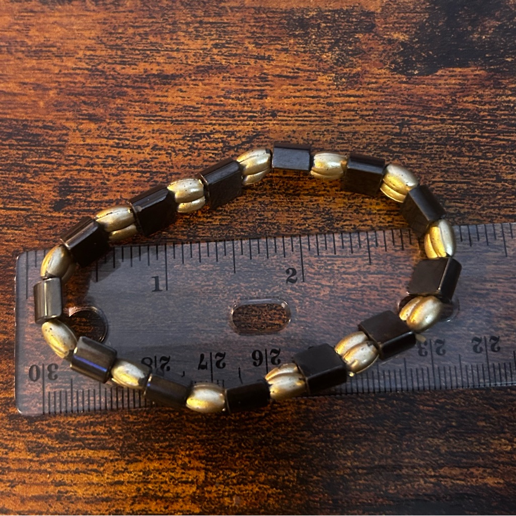 Vintage Black & Gold Bead Stretch Bracelet